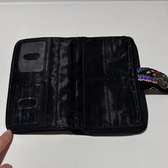 Vera Bradley Turnlock Wallet – Kiev Paisley Black Multicolor Floral - Picture 4 of 5